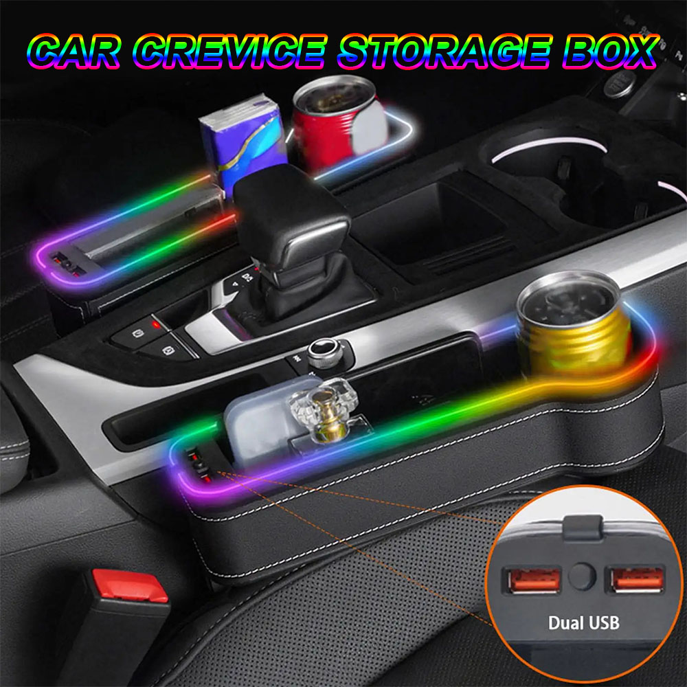 Seat Gap Filler Organizer With Usb Charger - Kotak Penyimpanan Celah Mobil 7 Warna