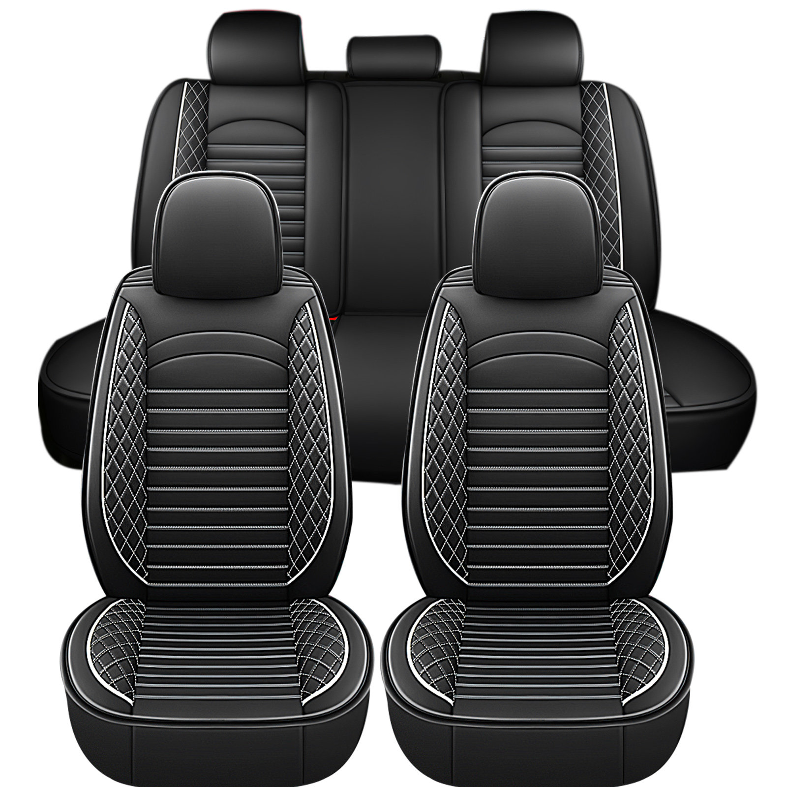 Leather Car Seat Covers Full Set Universal - 1Set Sarung Jok Mobil Universal Set