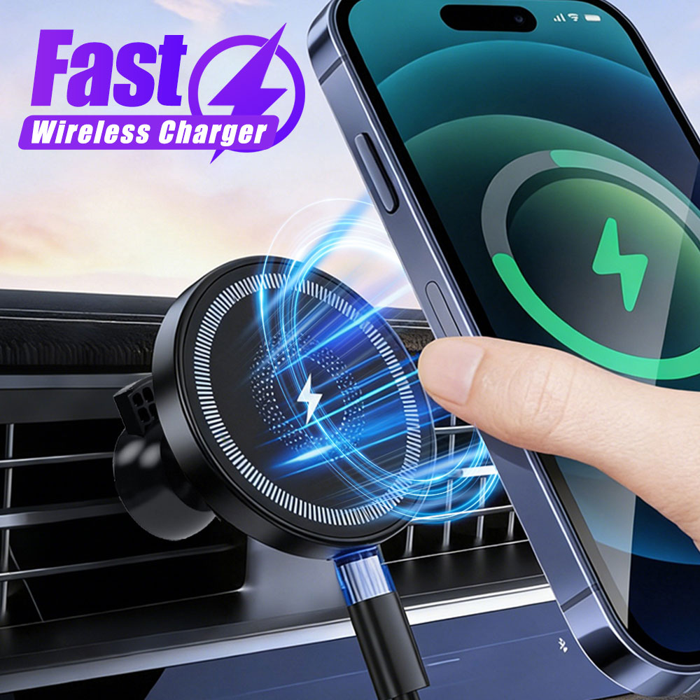 Wireless Car Charger Mount Fast Charging - Pengisi Daya Mobil Nirkabel Magnetik, Dudukan