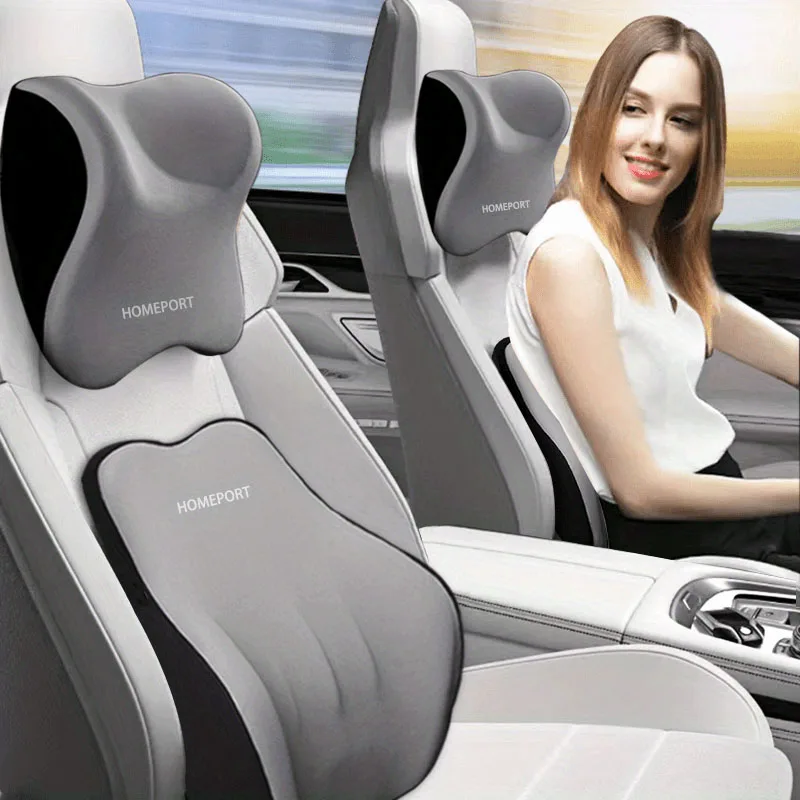 Memory Foam Car Neck Pillow Lumbar Support - Set sandaran kepala busa memori mobil,