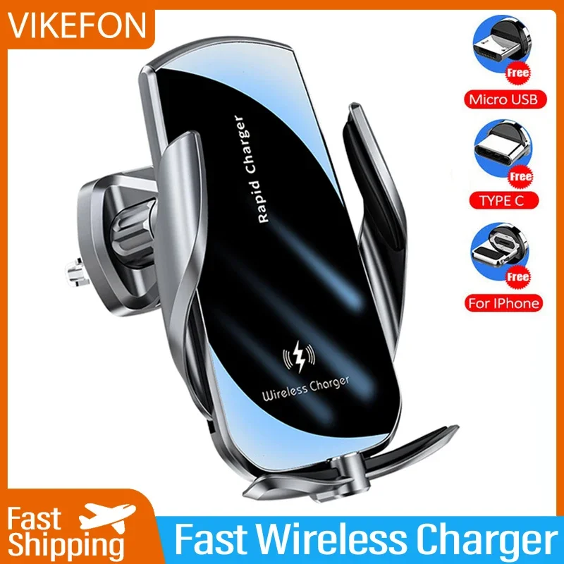 Wireless Car Charger Mount Fast Charging - VIKEFON pengisi daya ponsel nirkabel 30W,
