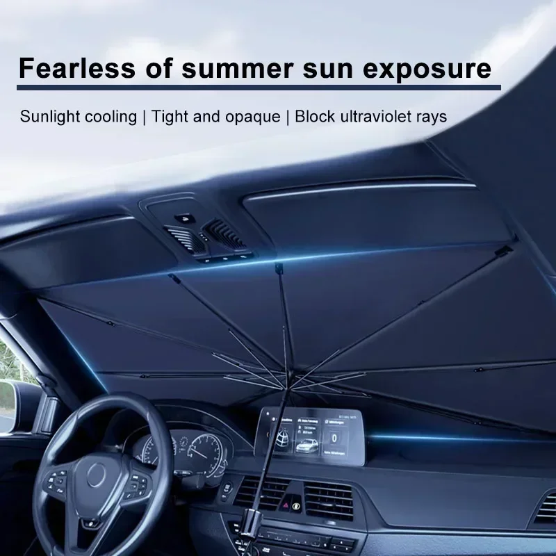 Car Sunshade Windshield Umbrella Foldable - Payung Pelindung Matahari Mobil, Penahan Panas