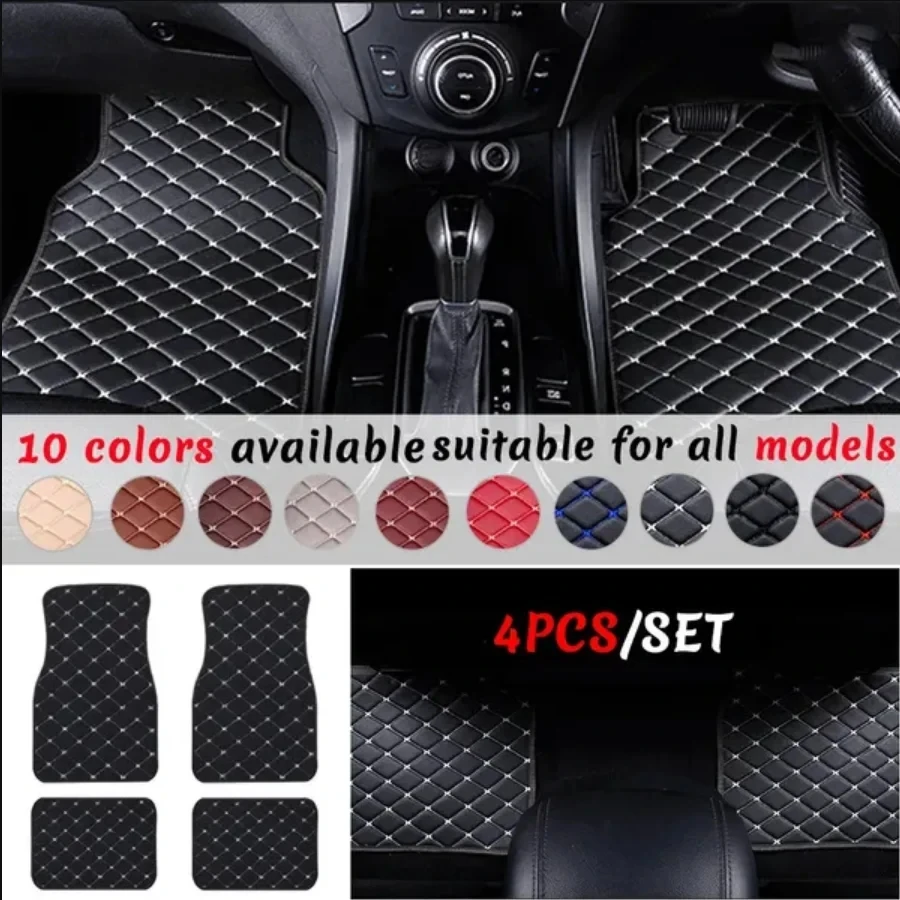 Car Floor Mats Universal Waterproof Leather - Tikar lantai mobil, 4 buah kulit