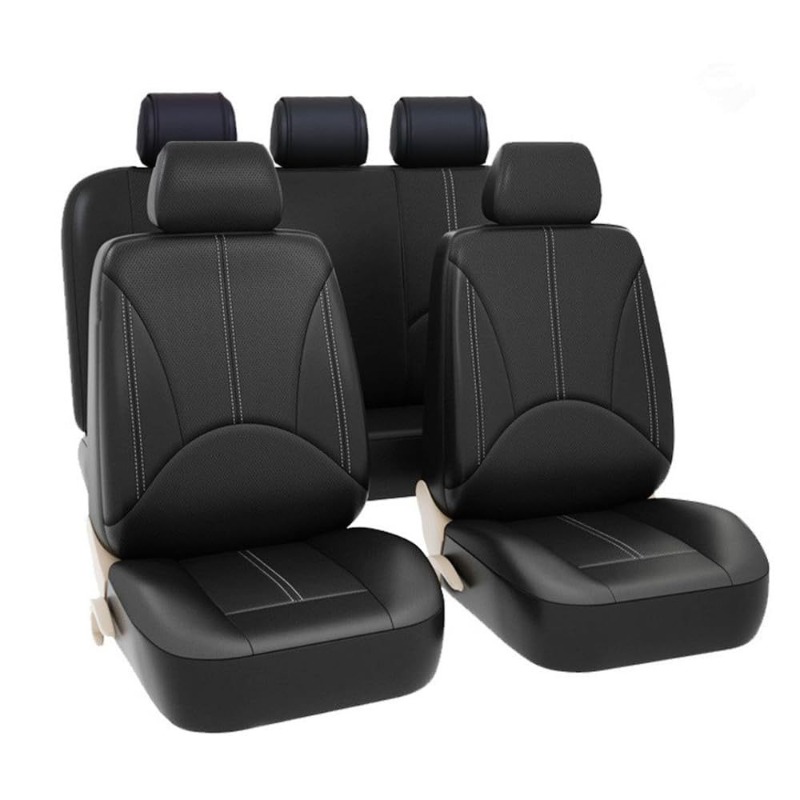 Leather Car Seat Covers Full Set Universal - Sarung Jok Mobil Kulit PU Hitam