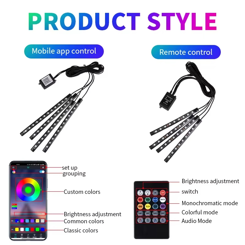 Lampu Latar RGB Aplikasi Jarak - Led Ambient Interior Car Lights App Control ulasan dan harga