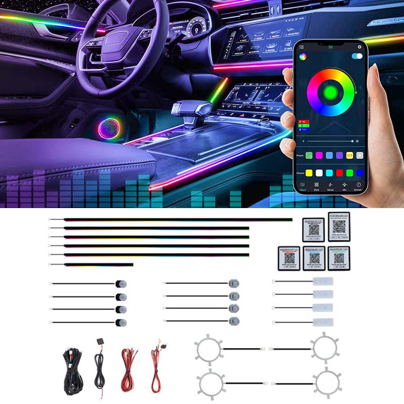 22 in 1 Lampu Interior Mobil R - Led Ambient Interior Car Lights App Control ulasan dan harga