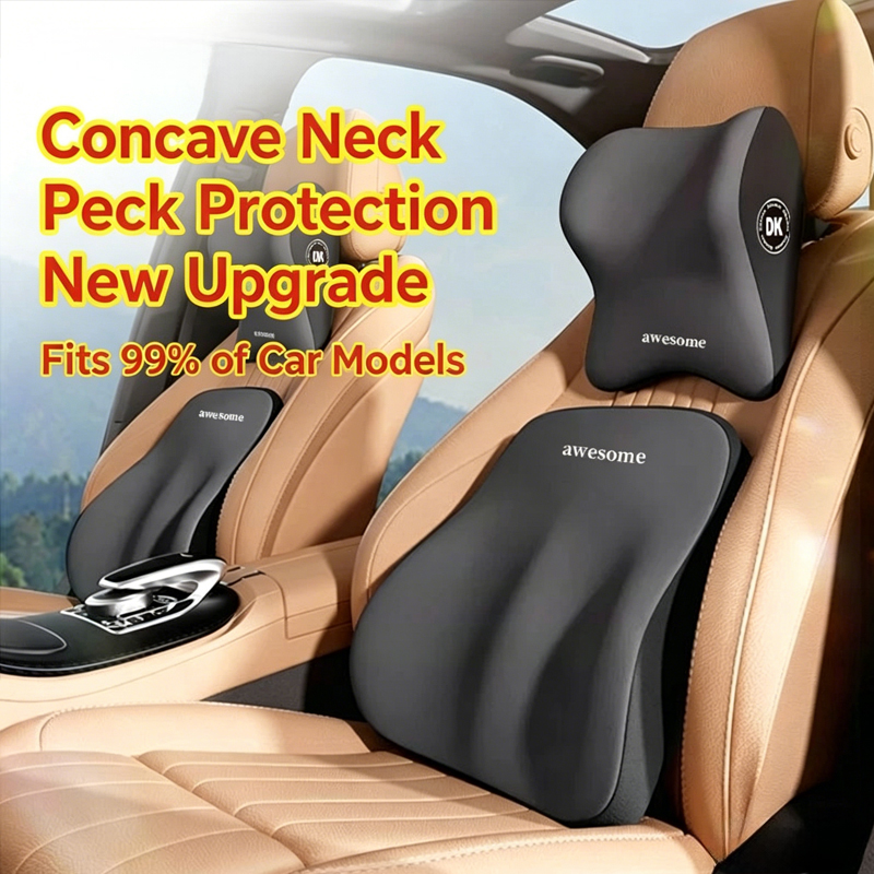 Set Bantal Leher & Penyangga P - Memory Foam Car Neck Pillow Lumbar Support ulasan dan harga