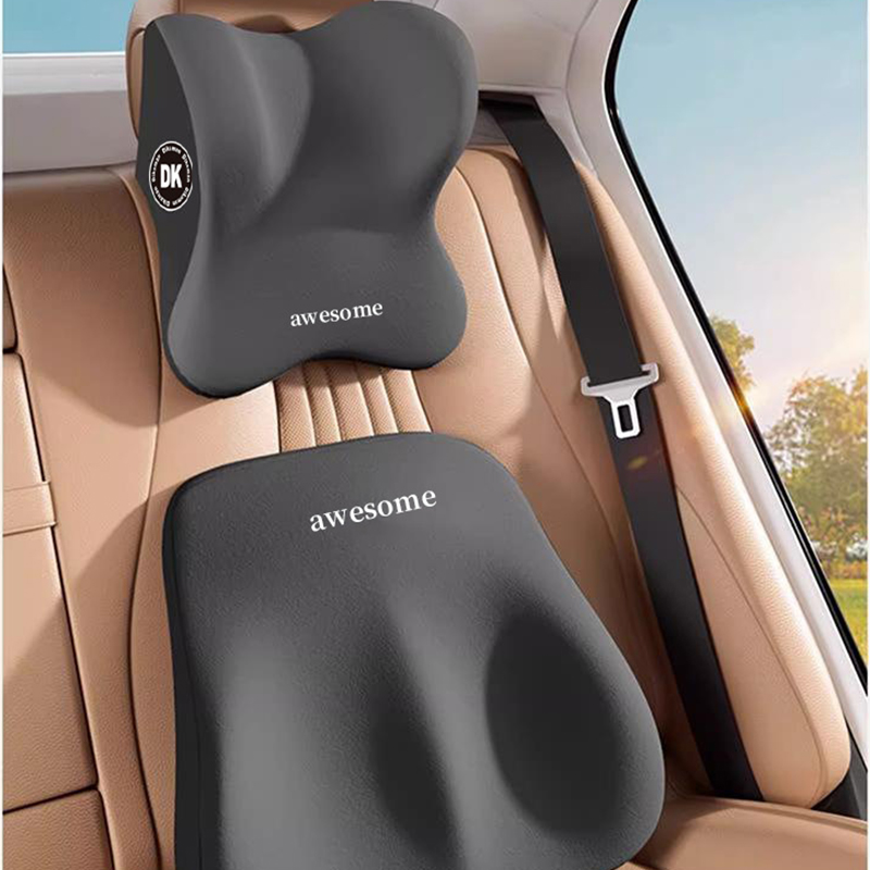 Set Bantal Leher & Penyangga P - Memory Foam Car Neck Pillow Lumbar Support ulasan dan harga