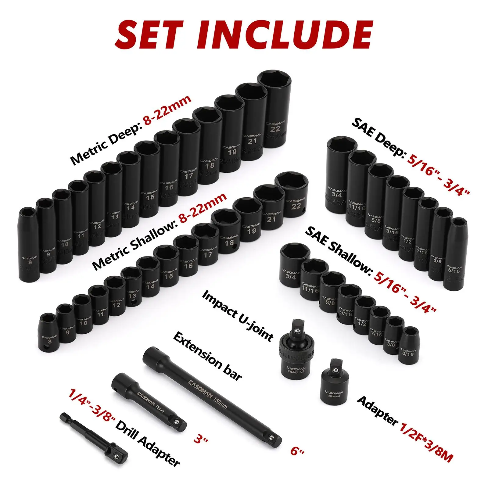 49Pcs Set Soket Impact 3/8 Inc - Auto Repair Tools ulasan dan harga