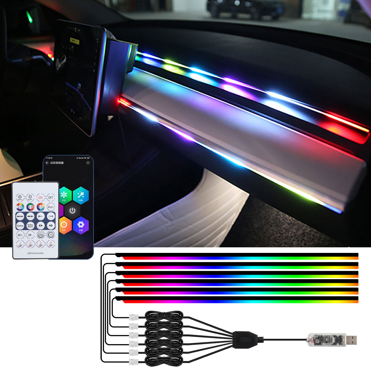 Lampu setrip Interior mobil Le - Led Ambient Interior Car Lights App Control ulasan dan harga