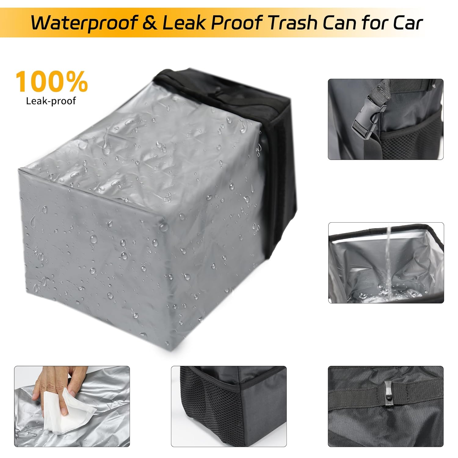Tempat Sampah Mobil 3-In-1 den - Waterproof Car Trash Can With Lid ulasan dan harga
