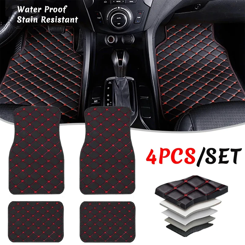 Tikar lantai mobil, 4 buah kul - Car Floor Mats Universal Waterproof Leather ulasan dan harga